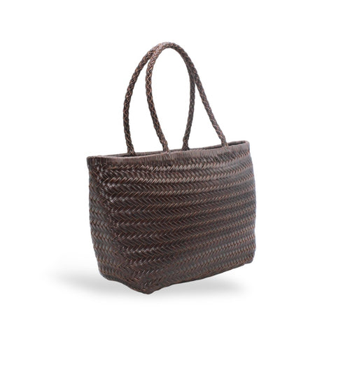 Lou - Genuine Leather Tote Bag Coffee Colour