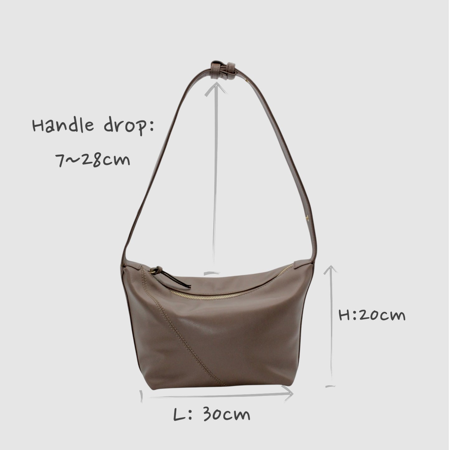 <tc>Evy - Bolso bandolera de piel auténtica Taupe</tc>