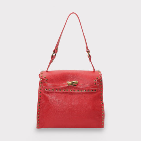 Juli - handgefertigter Waldlederbutter mit Metallic -Verschluss rot