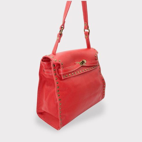 Juli - handgefertigter Waldlederbutter mit Metallic -Verschluss rot