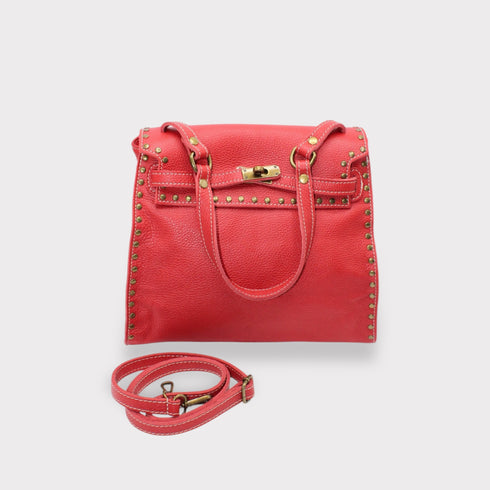 Juli - handgefertigter Waldlederbutter mit Metallic -Verschluss rot