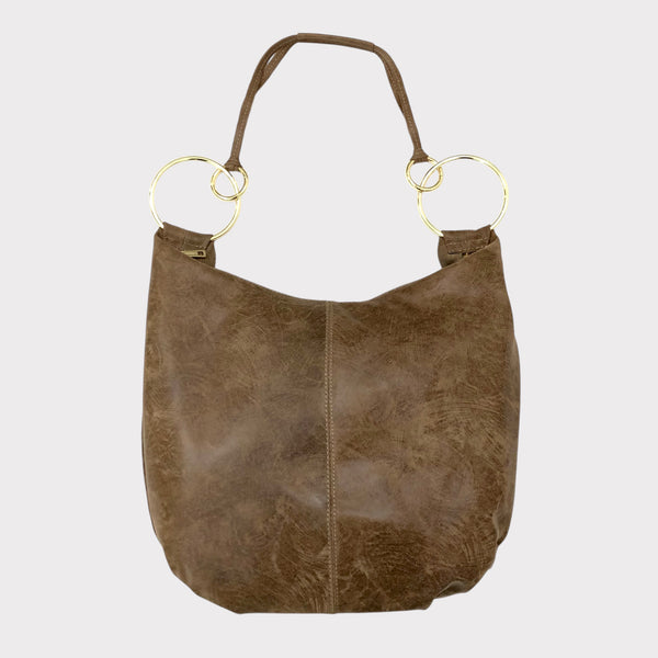 Gaia - Taupe taupe di taupe di taupe taupe con anello in pelle vintage