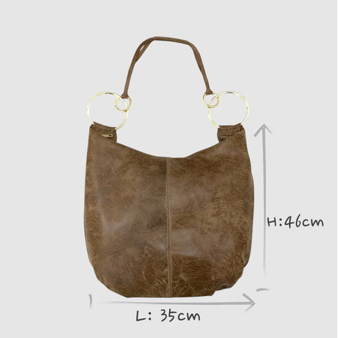 Gaia - Taupe taupe di taupe di taupe taupe con anello in pelle vintage