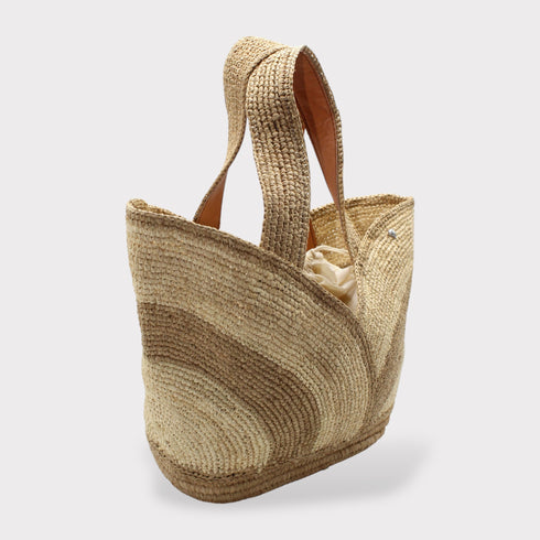 Yasmin - Handmade Natural Raffia Tulip Tote Bag Natural Color