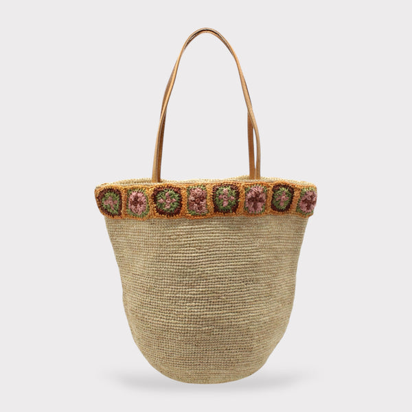 Flora - Handmade Raffia Weaving Crochet Amber Flower Bag
