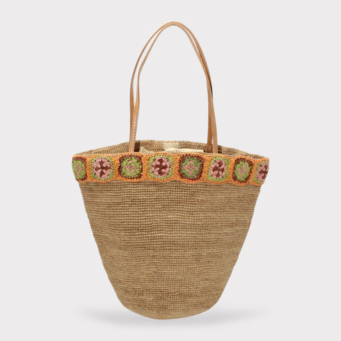 Flora - Handmade Raffia Weaving Crochet Amber Flower Bag