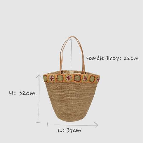Flora - Handmade Raffia Weaving Crochet Amber Flower Bag