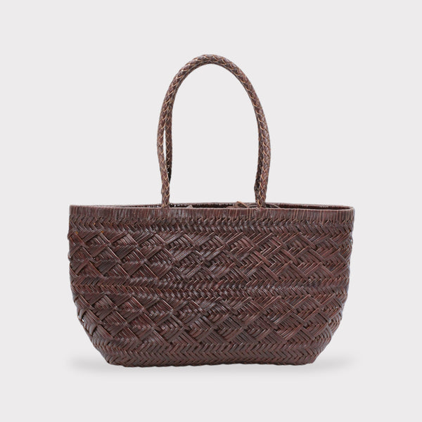 Suri - Herringbone Handwoven Tote Shoulder Bag Coffee