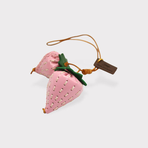 Strawberry - Handmade Grain Leather Bag Charm