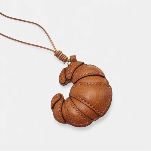 Croissant - Handmade Grain Leather Bag Charm