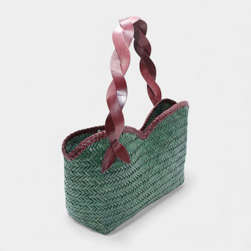 Léafa - Handwoven Artisan Shoulder Bag Burgundy & Green
