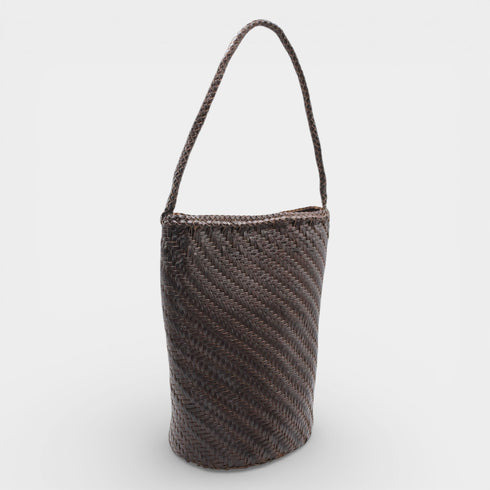 Esmée - Handmade Woven Bucket Shoulder Tote Bag Coffee