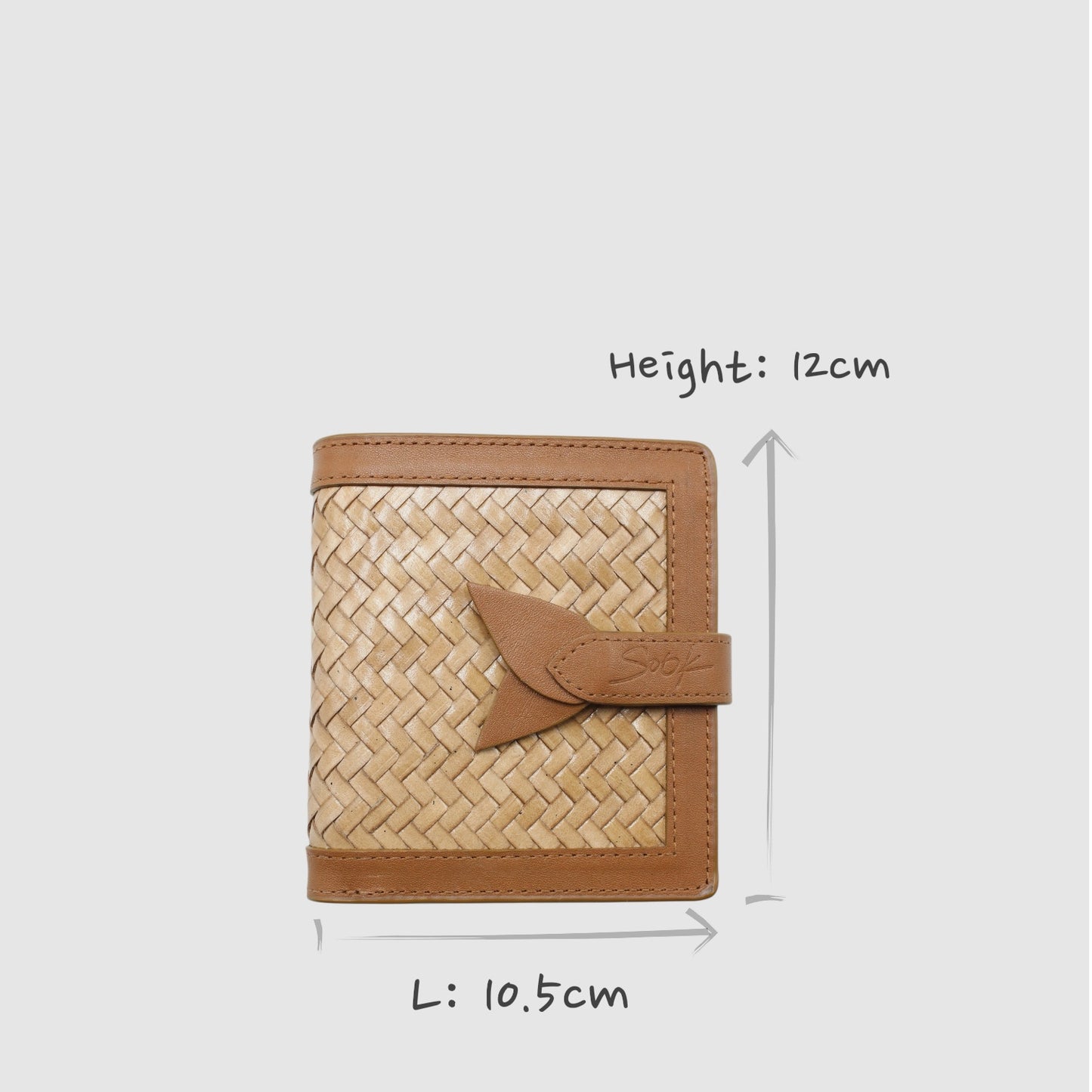 Lumi - Handwoven Leather Short Wallet Brown & Taupe