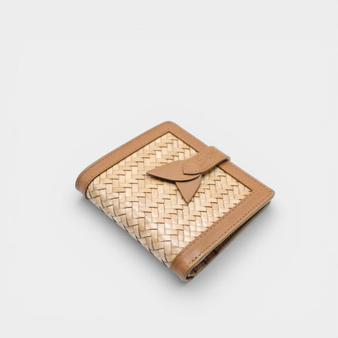 Lumi - Handwoven Leather Short Wallet Brown & Taupe