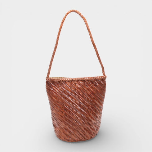 Esmée - Handmade Woven Bucket Shoulder Tote Bag Caramel