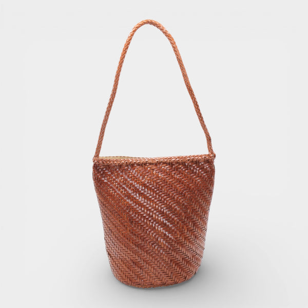 Esmée - Handmade Woven Bucket Shoulder Tote Bag Caramel