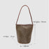 Esmée - Handmade Woven Bucket Shoulder Tote Bag Coffee & Green