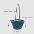 Carmel- Hand Woven Leather Shoulder Bucket Bag Blue