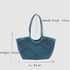 Adria - Big Size Hand Woven Leather Tote Bag Sea Blue