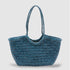 Adria - Big Size Hand Woven Leather Tote Bag Sea Blue