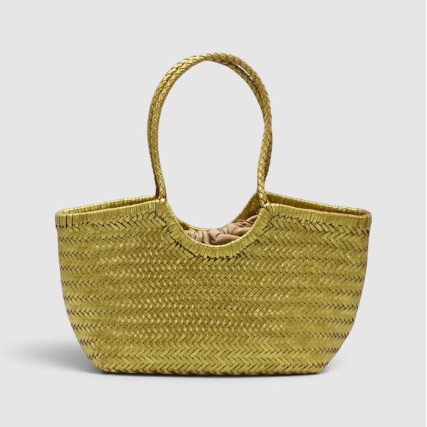 Tally - Handwoven Metallic Color Tote Bag Gold