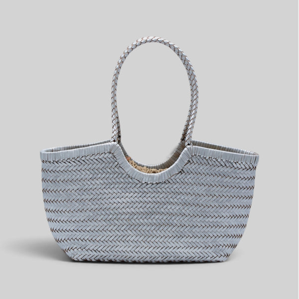 Tally - Handwoven Metallic Color Tote Bag Silver