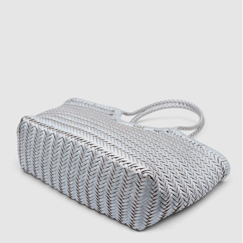 Tally - Handwoven Metallic Color Tote Bag Silver
