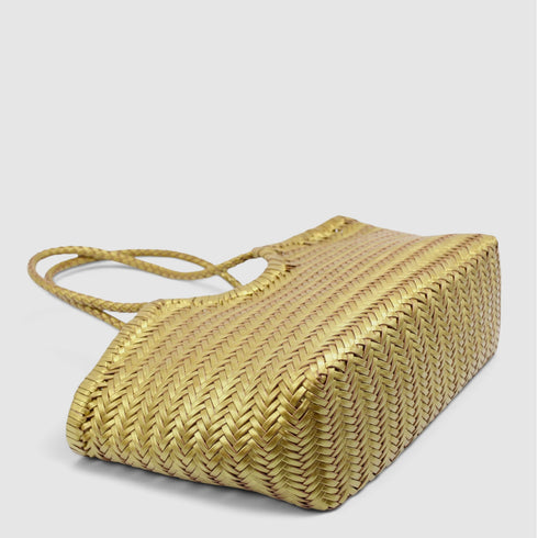 Tally - Handwoven Metallic Color Tote Bag Gold