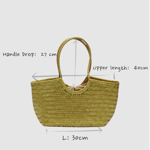 Tally - Handwoven Metallic Color Tote Bag Gold