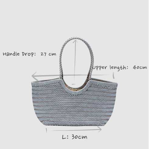 Tally - Handwoven Metallic Color Tote Bag Silver