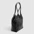 Beth - Handmade Leather V-cut Woven Tote Bag Black