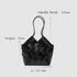 Beth - Handmade Leather V-cut Woven Tote Bag Black