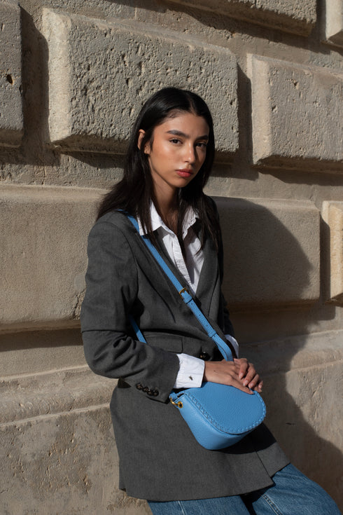 <tc>Jas - Handgefertigte Leder-Satteltasche Blau</tc>