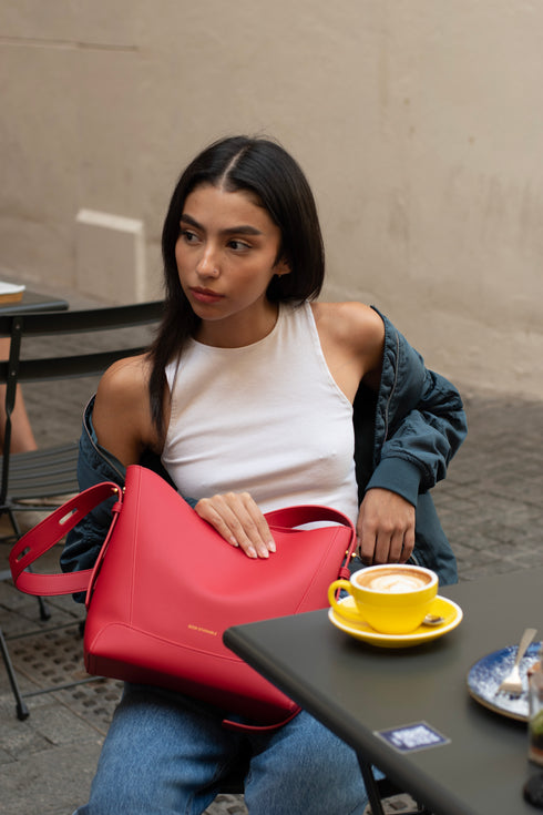 <tc>Oli - Apple Leder Midi Schulter Umhängetasche Rot</tc>