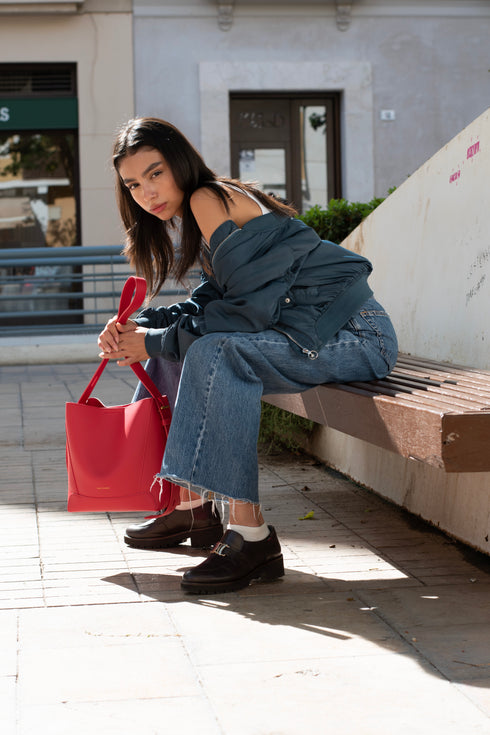 <tc>Oli - Apple Leder Midi Schulter Umhängetasche Rot</tc>