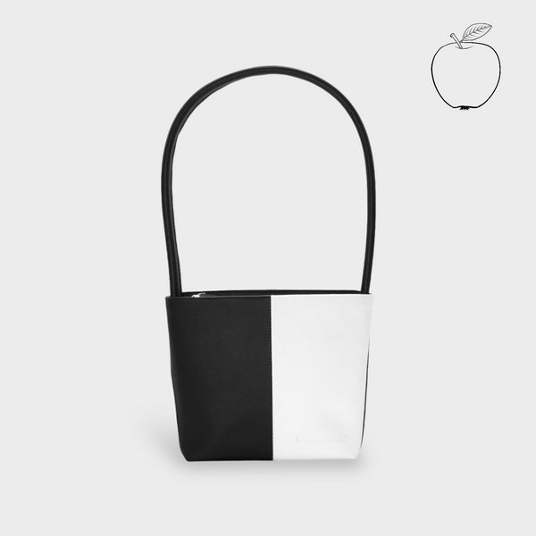 Aria - Apple Leather Midi Shoulder Bag Black & White