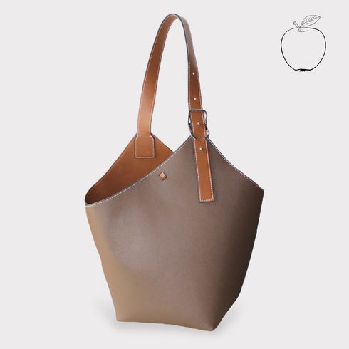 Fira - Borsa a tracolla tote a secchiello in pelle Apple Marrone