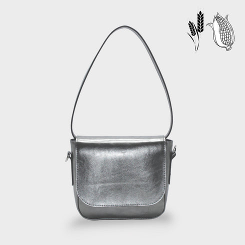 Busta - Borsa Midi in pelle vegana argento metallizzato