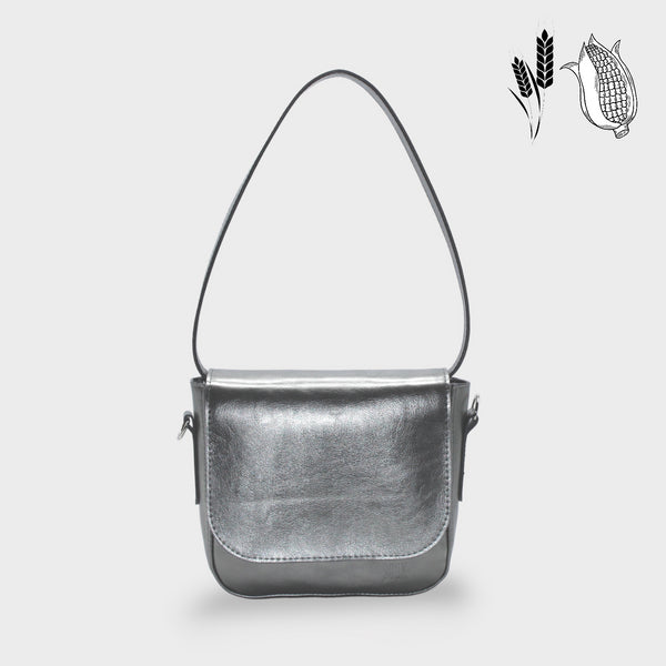 Busta - Borsa Midi in pelle vegana argento metallizzato