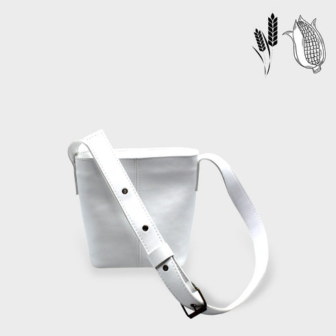 <tc>Borsa a secchiello in pelle vegana di mais caramello bianca</tc>