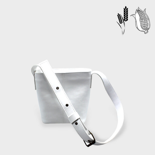 <tc>Borsa a secchiello in pelle vegana di mais caramello bianca</tc>