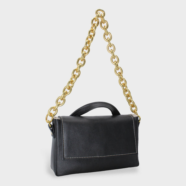 Busta - Arancio in pelle vegana Baguette Nero