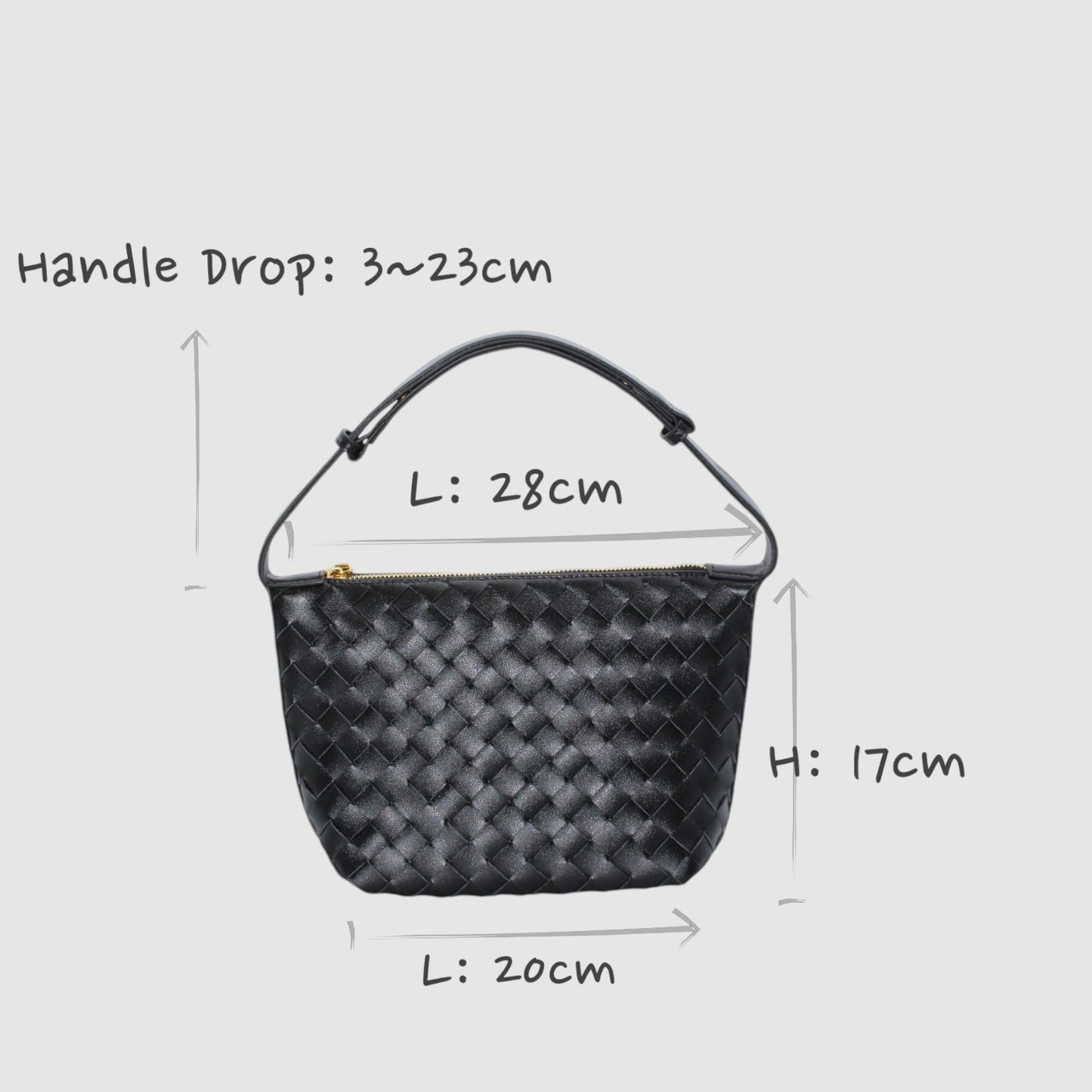 Beuteltasche aus echtem Leder im gewebten Stil