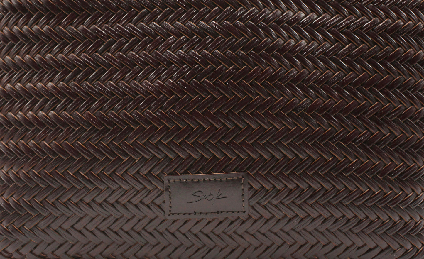 Liv - Handmade Woven Leather Tote Bag Coffee