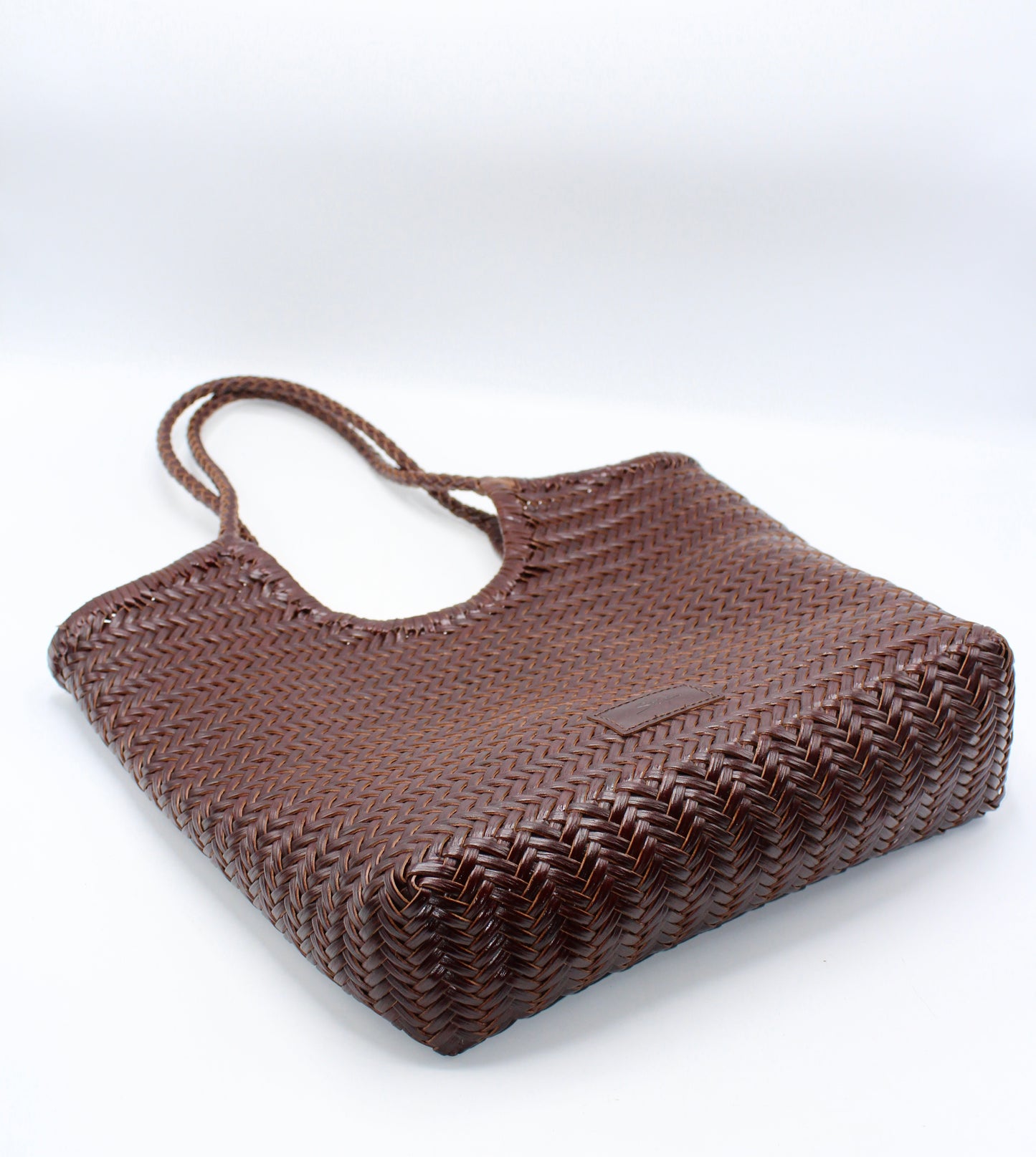 Liv - Handmade Woven Leather Tote Bag Coffee
