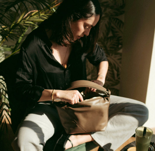 Evy- 진정한 가죽 파우치 어깨 가방 회두