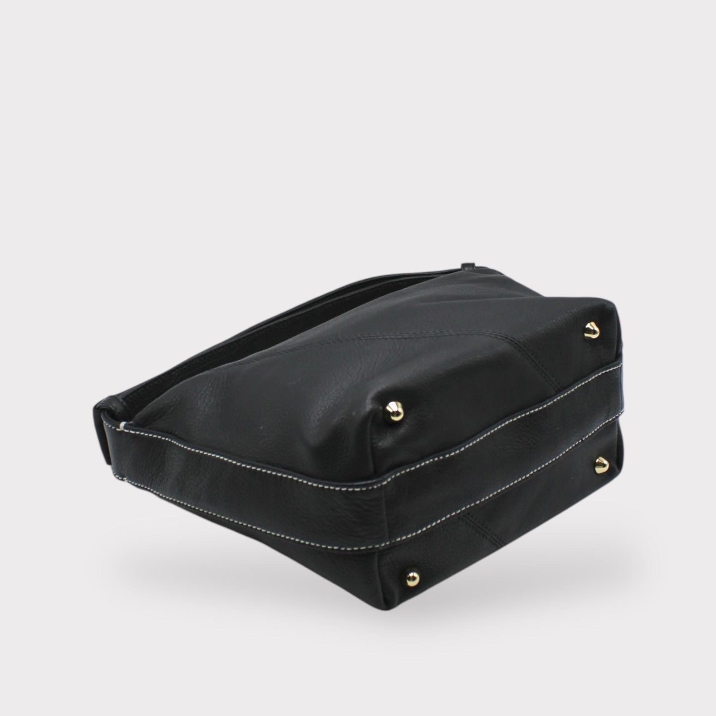 Evy- 진정한 가죽 파우치 어깨 가방 검은 색