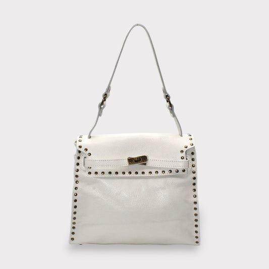 Juli- 수제 송아지 가죽 스터드 가방 메탈릭 폐쇄