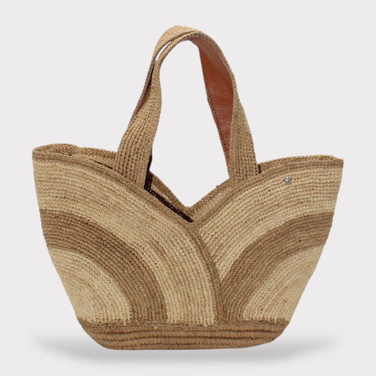 Yasmin - Handmade Natural Raffia Tulip Tote Bag Natural Color