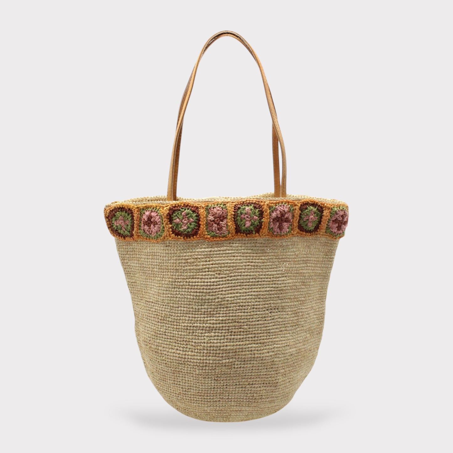 Flora - Handmade Raffia Weaving Crochet Amber Flower Bag